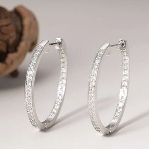 2 CT* VVS1 Moissanite Hoop Earrings in S925 Silver * New